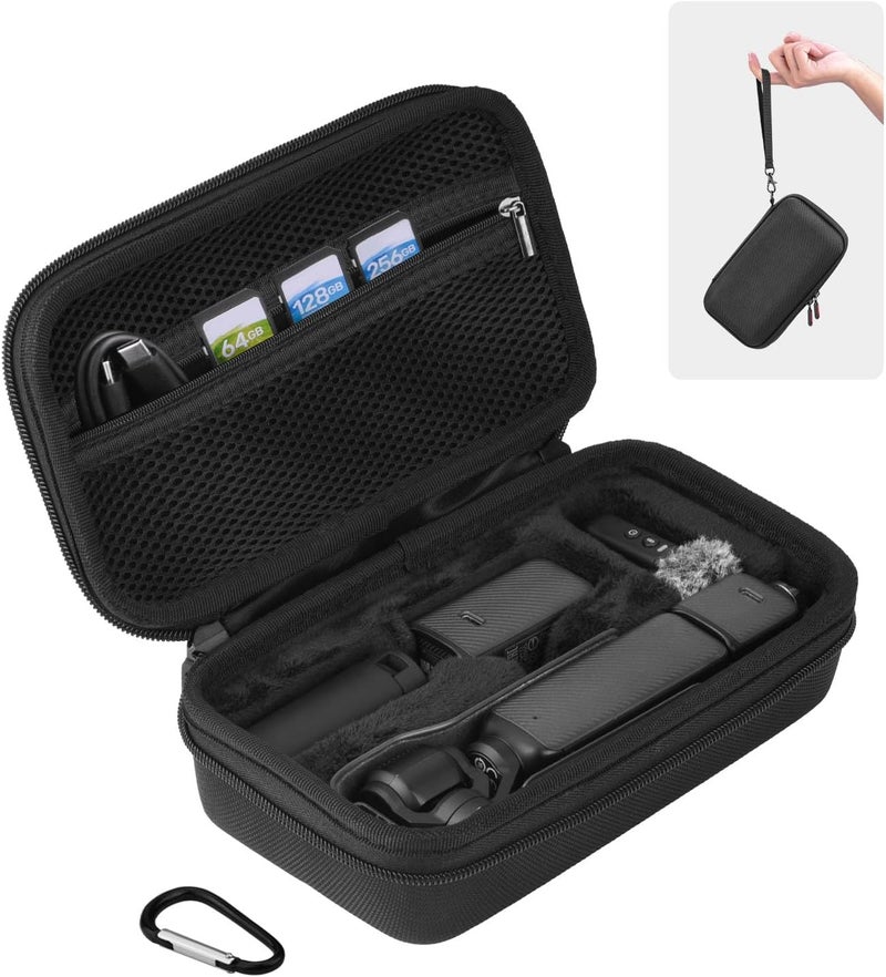 BRDRC Osmo Pocket 3 Case, Portable Carrying Bag Protective Hard Storage Bag for DJI Osmo Pocket 3 Creator Combo Camera Accessories with Wrist and Carabiner (Black) - Image 1